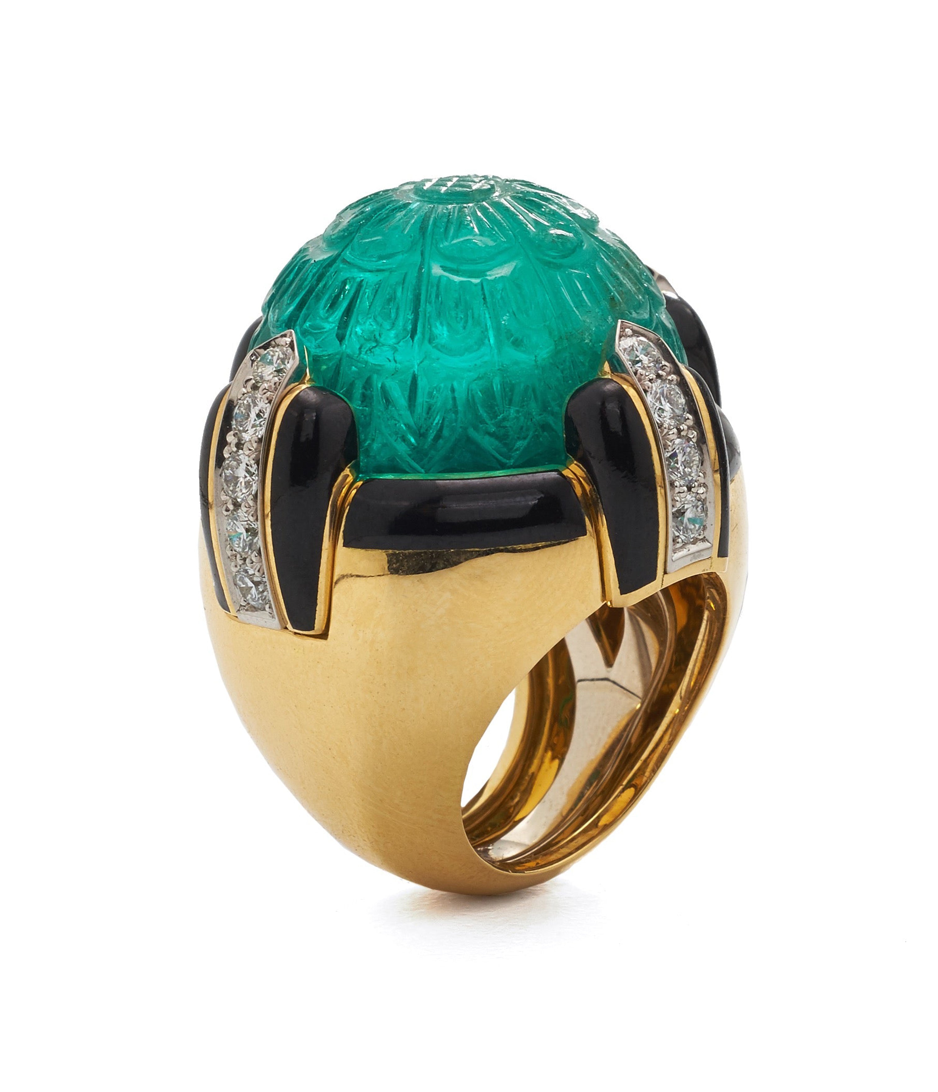 Carved emerald store ring