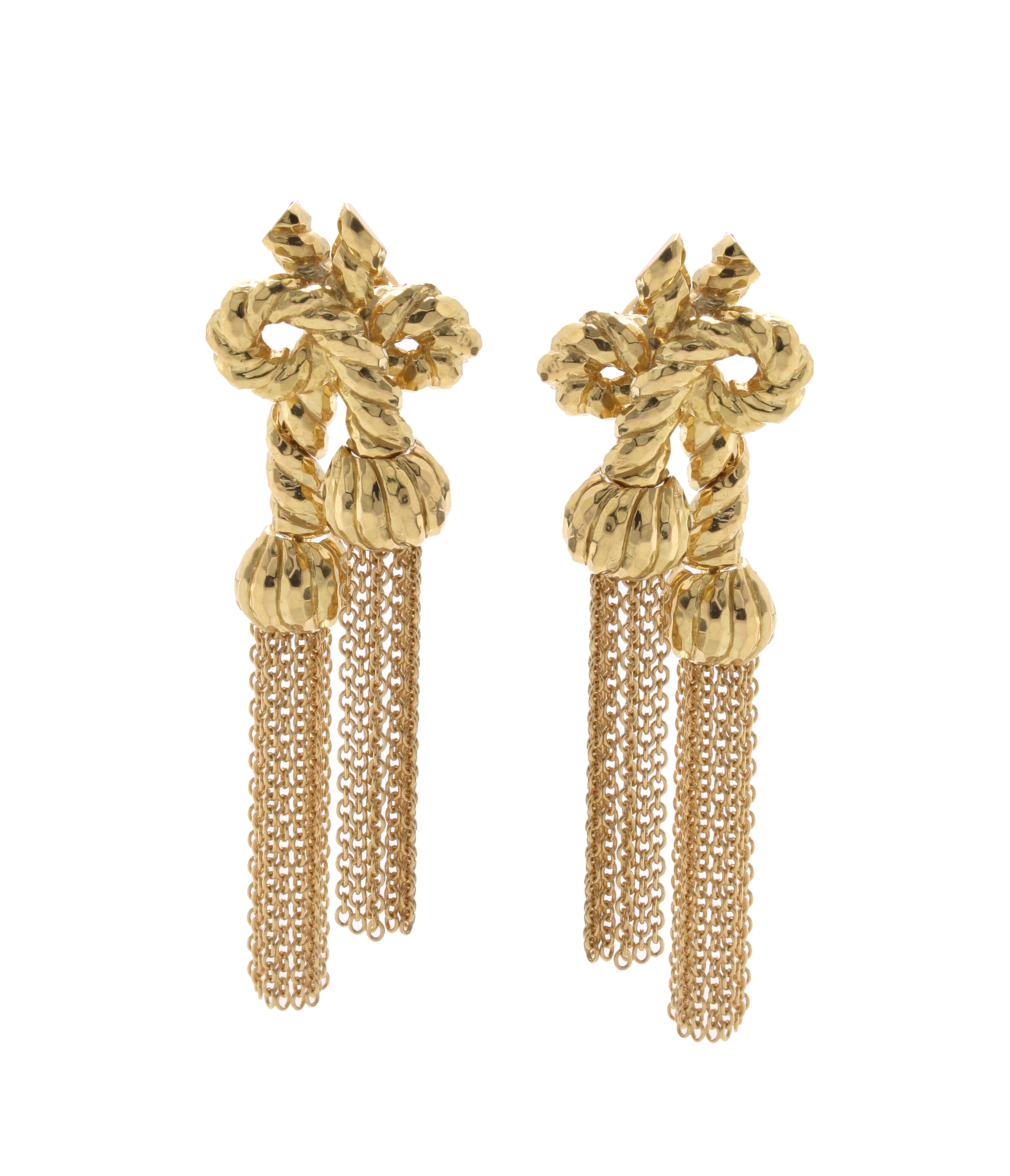 Hammered Gold Tassel Earrings David Webb New York