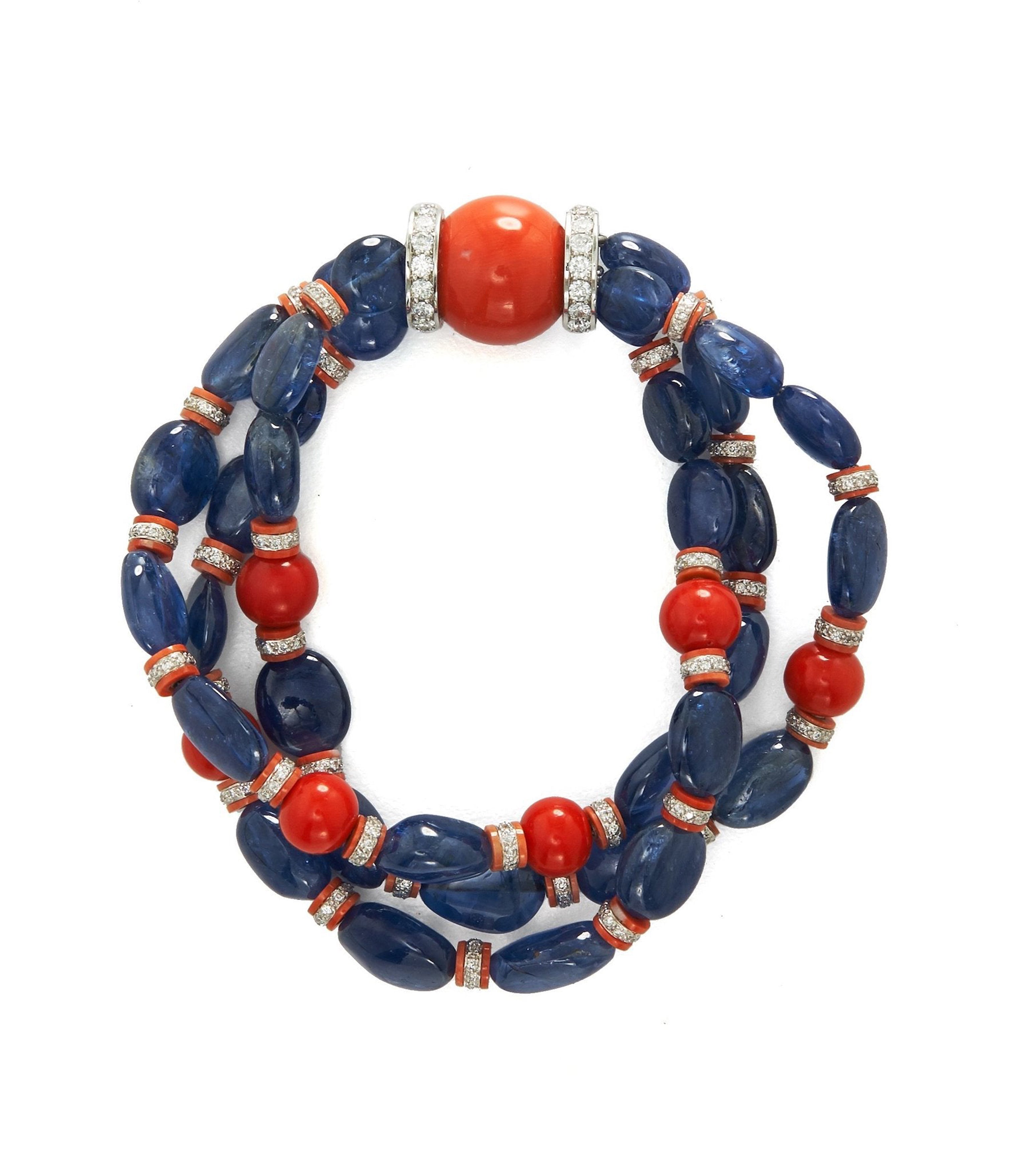 Coral Lava Bead Bracelet by MK Designs