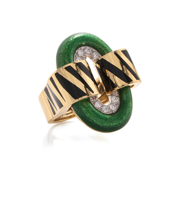 Small Oval Buckle Ring with Tiger Stripe