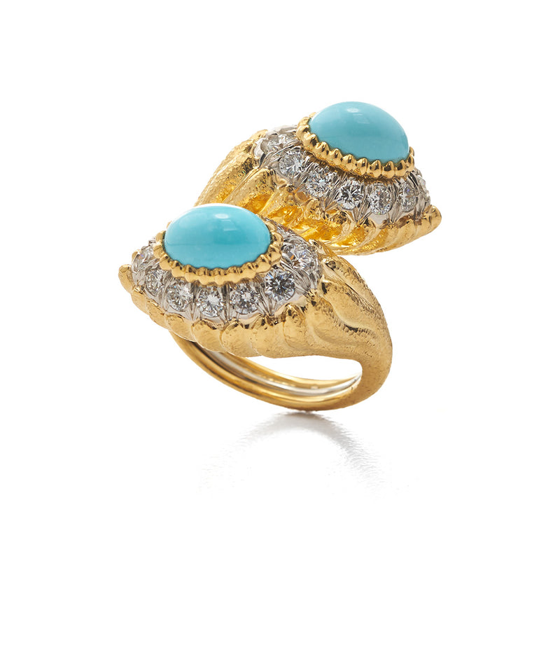 Small Mount Olympus Crossover Ring, Turquoise