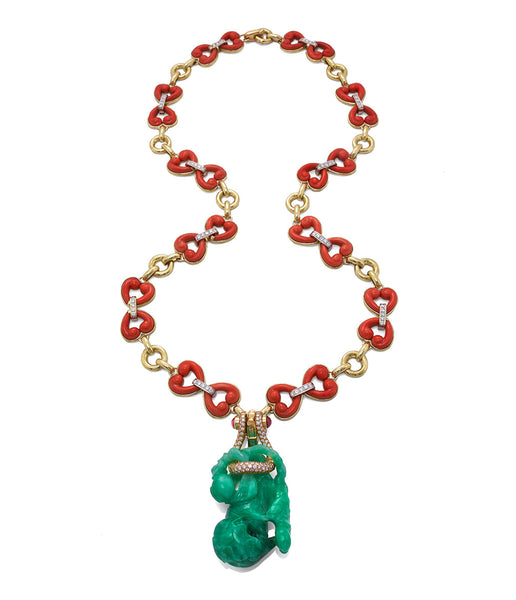 Coral and jade on sale necklace