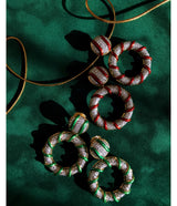 Candy Stripe Earrings, Green Enamel