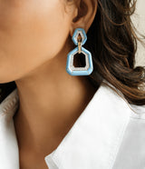 Bamboo Earrings, Light Blue Enamel