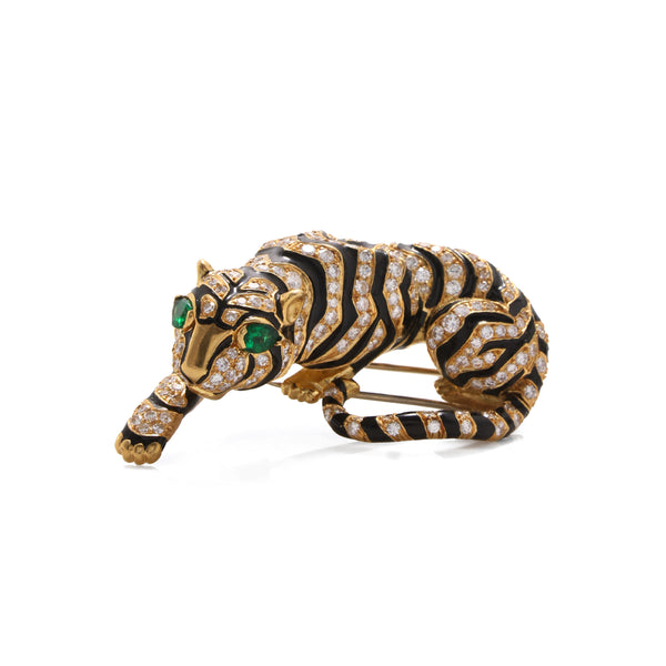 Emerald Eye Tiger Brooch | David Webb New York